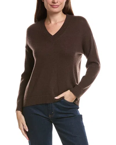 Hannah Rose Basic V-neck 100% Cashmere Sweater In Red