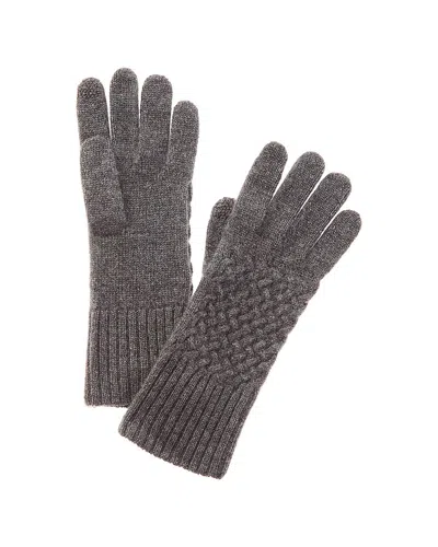Hannah Rose Basket Weave Stitch Cashmere Gloves In Gray
