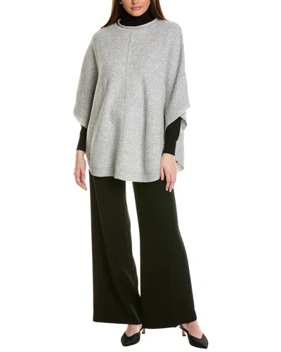 Hannah Rose Basketweave Stitch Wool Poncho In Grey