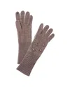 Hannah Rose Bobble & Pearl Cluster Cashmere Gloves In Brown