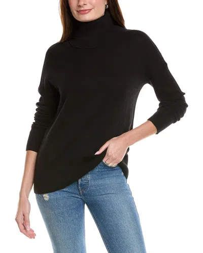 Hannah Rose Boxy Turtleneck Cashmere-blend Sweater In Black