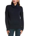 Hannah Rose Boxy Turtleneck Cashmere-blend Sweater In Black