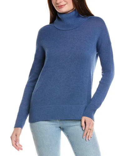 Hannah Rose Boxy Turtleneck Cashmere-blend Sweater In Blue