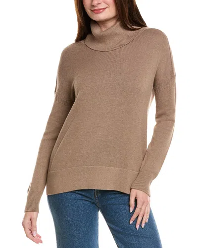 Hannah Rose Boxy Turtleneck Cashmere-blend Sweater In Brown