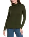 Hannah Rose Boxy Turtleneck Cashmere-blend Sweater In Green