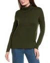Hannah Rose Boxy Turtleneck Cashmere-blend Sweater In Green