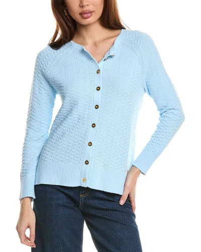 Hannah Rose Button Arrow Stitch Reversible Cashmere-blend Cardigan In Blue