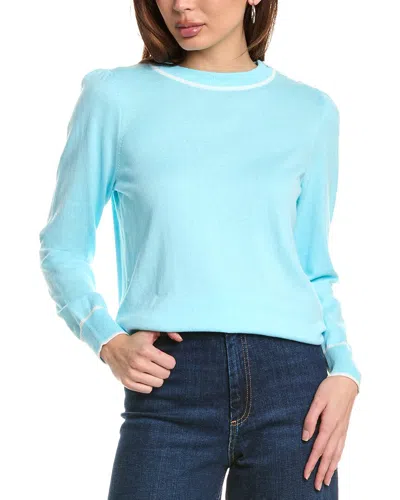 Hannah Rose Button Shoulder Cashmere-blend Sweater In Blue