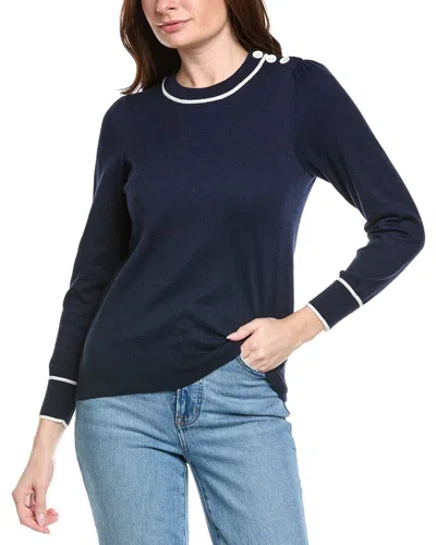 Hannah Rose Button Shoulder Cashmere-blend Sweater In Blue