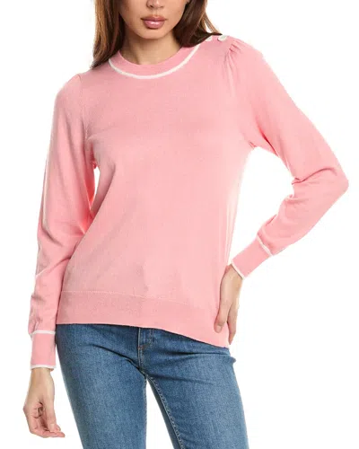 Hannah Rose Button Shoulder Cashmere-blend Sweater In Pink