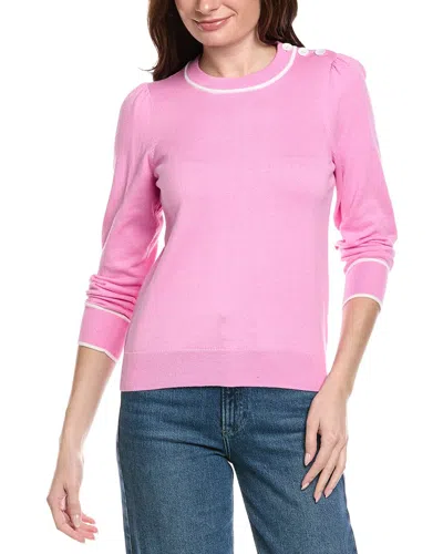 Hannah Rose Button Shoulder Cashmere-blend Sweater In Pink