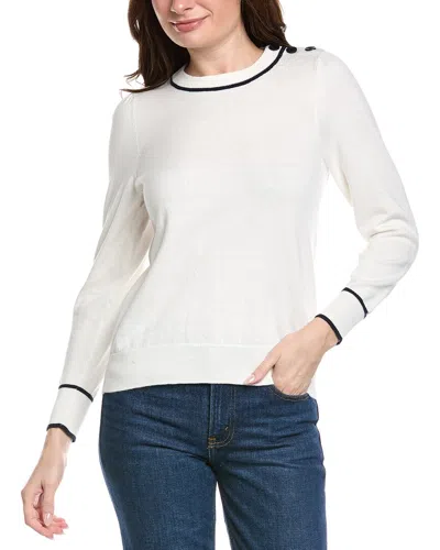 Hannah Rose Button Shoulder Cashmere-blend Sweater In White
