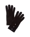 Hannah Rose Buttons & Twisted Cable Cuff Cashmere Gloves In Black