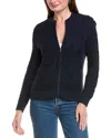 Hannah Rose Cable Full Zip Cashmere-blend Cardigan In Black