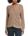 Hannah Rose Cable Full Zip Cashmere-blend Cardigan In Neutral