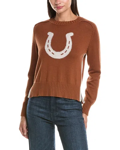Hannah Rose Cashmere-blend Horseshoe Sweater In Brown
