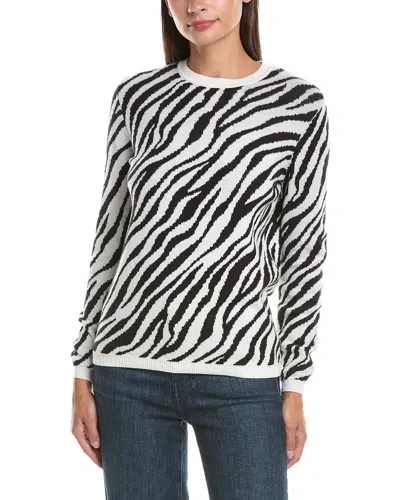 Hannah Rose Cashmere-blend Leopard Sweater In White
