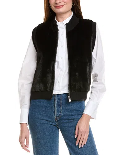 Hannah Rose Cashmere-blend Vest In Ebony & Black Faux Fur/237