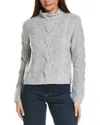 Hannah Rose Chunky Cable Funnel Neck Wool & Cashmere-blend Sweater In Grey