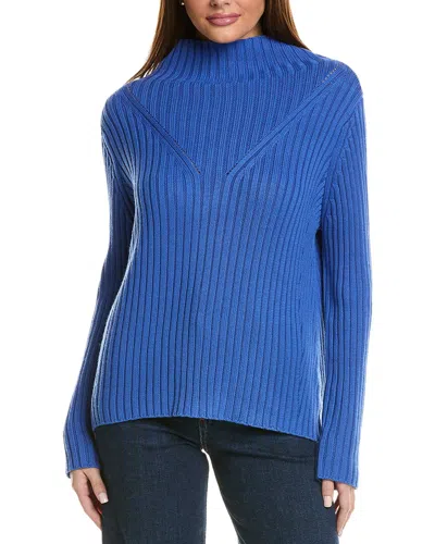 Hannah Rose Chunky Rib Funnel Neck Cashmere-blend Sweater In Blue