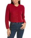 Hannah Rose Chunky Textured Button Cashmere-blend Cardigan In Red