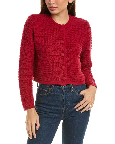 Hannah Rose Chunky Textured Button Cashmere-blend Cardigan In Red