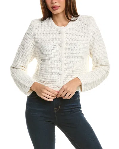 Hannah Rose Chunky Textured Button Cashmere-blend Cardigan In White