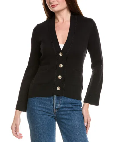 Hannah Rose Cinched Waist Button Cashmere-blend Cardigan In Black