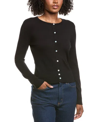 Hannah Rose Classic Button Cashmere-blend Cardigan In Black