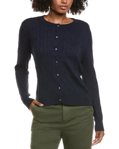 Hannah Rose Classic Cable Full Button Cashmere-blend Cardigan In Black