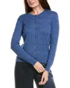 Hannah Rose Classic Cable Full Button Cashmere-blend Cardigan In Blue