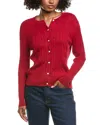 Hannah Rose Classic Cable Full Button Cashmere-blend Cardigan In Burgundy