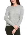 Hannah Rose Classic Cable Full Button Cashmere-blend Cardigan In Gray