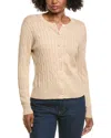 Hannah Rose Classic Cable Full Button Cashmere-blend Cardigan In Neutral