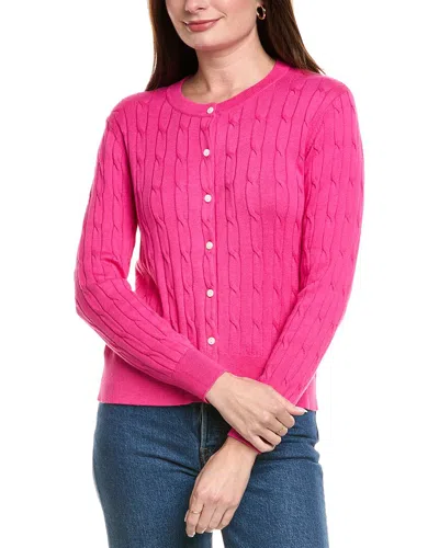 Hannah Rose Classic Cable Full Button Cashmere-blend Cardigan In Pink