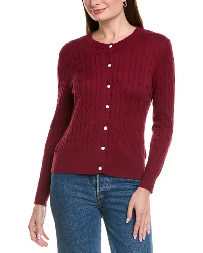 Hannah Rose Classic Cable Full Button Cashmere-blend Cardigan In Red