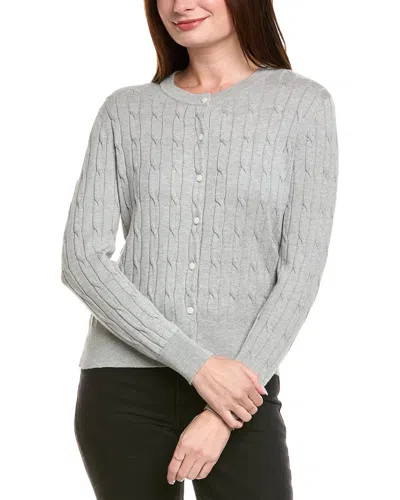 Hannah Rose Classic Cable Full Button Cashmere-blend Cardigan In Grey