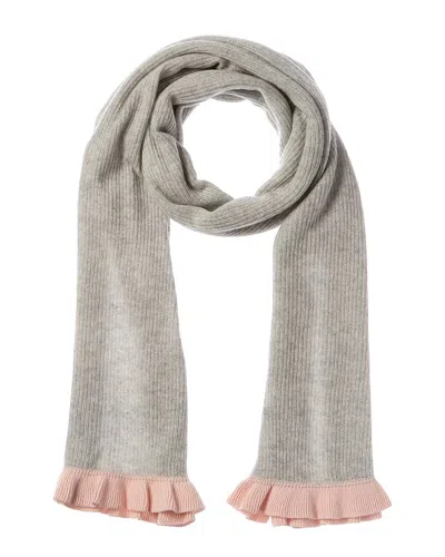 Hannah Rose Contrast Ruffle Edges Rib Scarf In Grey