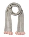 Hannah Rose Contrast Ruffle Edges Rib Scarf In Grey