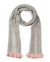 Hannah Rose Contrast Ruffle Edges Rib Scarf In Grey