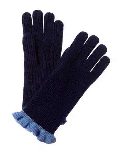 Hannah Rose Contrast Ruffle Essential Cashmere Texting Gloves In Blue