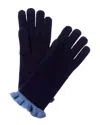 Hannah Rose Contrast Ruffle Essential Cashmere Texting Gloves In Blue
