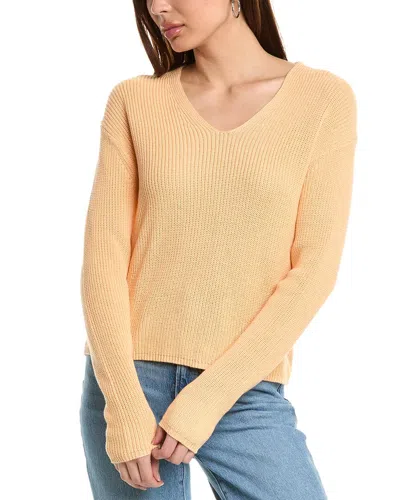 Hannah Rose Cropped Loose Shaker V-neck Cashmere-blend Sweater In Orange