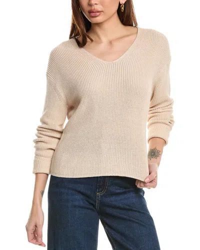 Hannah Rose Cropped Loose Shaker V-neck Cashmere-blend Sweater In Brown