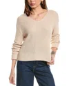 Hannah Rose Cropped Loose Shaker V-neck Cashmere-blend Sweater In Brown