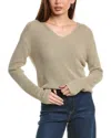 Hannah Rose Cropped Loose Shaker V-neck Cashmere-blend Sweater In Green
