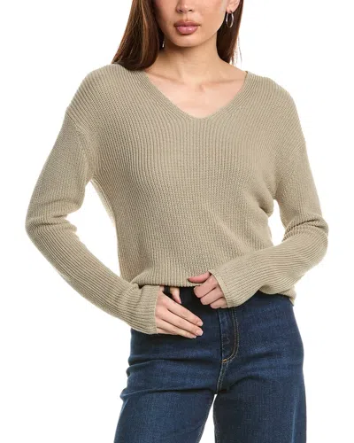 HANNAH ROSE CROPPED LOOSE SHAKER V-NECK CASHMERE-BLEND SWEATER