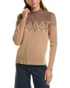 Hannah Rose Diamond Peak Fairisle Wool & Cashmere-blend Sweater In Brown