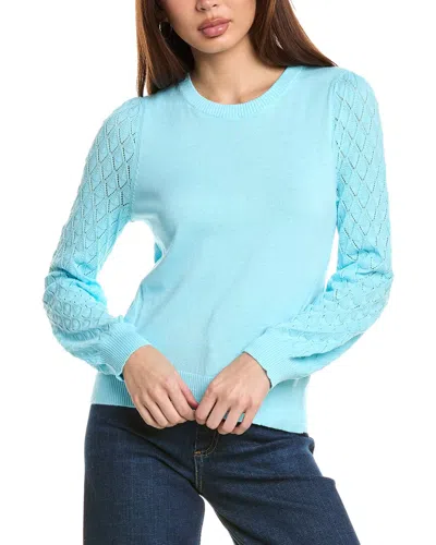 Hannah Rose Diamond Sleeve Cashmere-blend Sweater In Blue