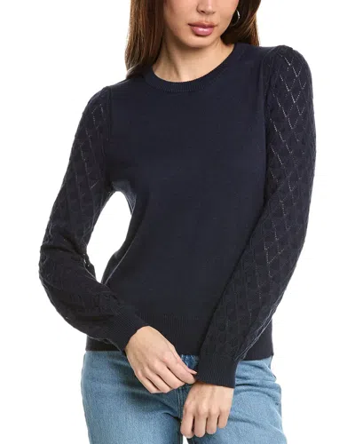 Hannah Rose Diamond Sleeve Cashmere-blend Sweater In Blue